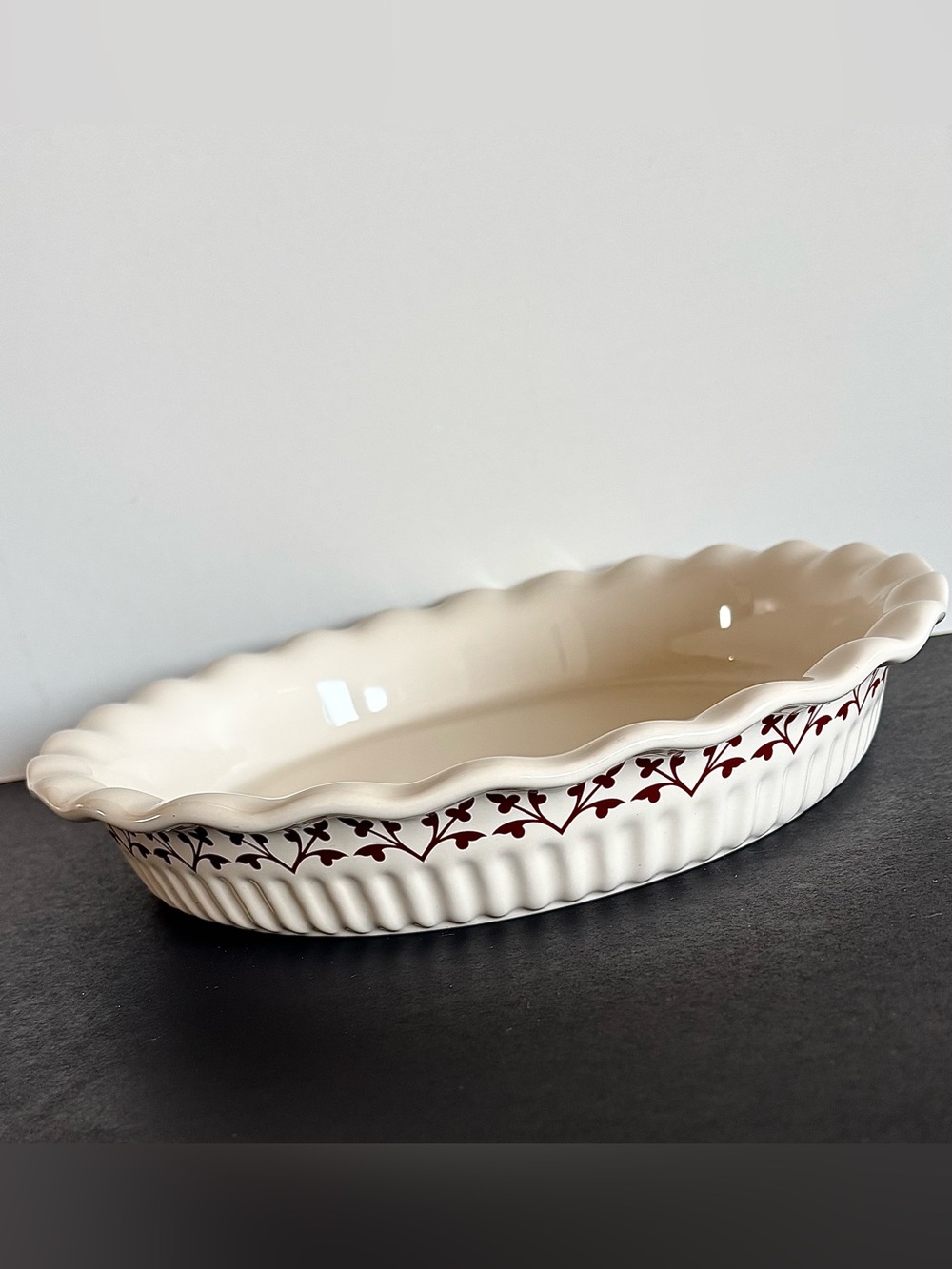 Paula Deen Fall Harvest Large 11 inch Stoneware Quiche or Pie Plate Ruffled Edge